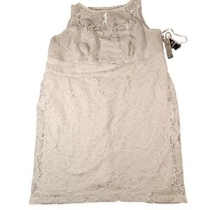 Studio‎ One New York Dress Womens 20W White Lace Sleeveless Sheath Plus Size